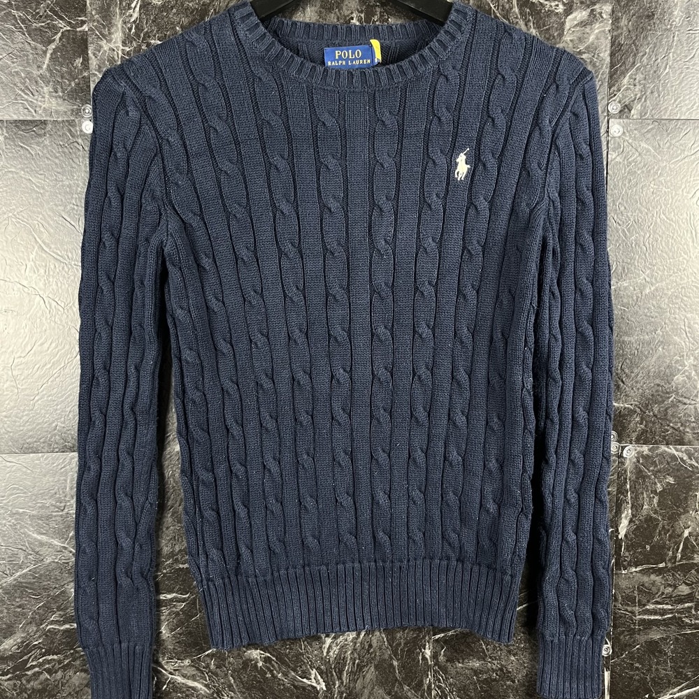 Polo Ralph Lauren Women's Blue Cable Knit Sweater XS -Flaws
